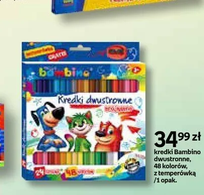 Kredki dwustronne Bambino 48 kolorów z temperówką promocja w Empik