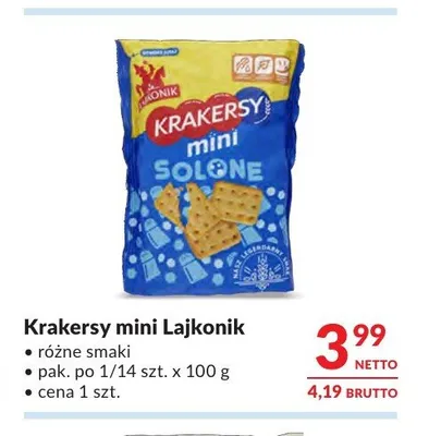Krakersy mini Lajkonik promocja w Makro