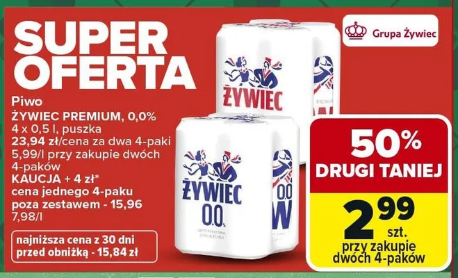 Piwo Premium 0,0% promocja w Carrefour