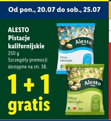 Pistacje kalifornijskie bez łupinek Alesto promocja w Lidl
