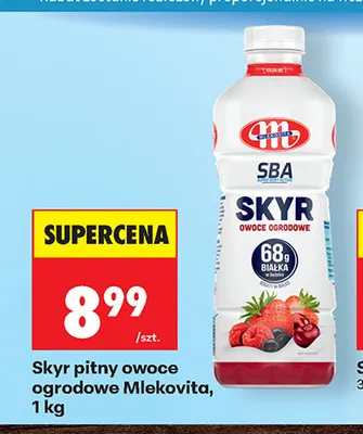 Skyr pitny owoce ogrodowe Mlekovita promocja w Biedronka