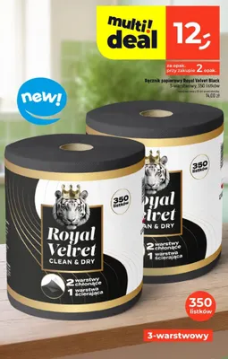 Ręcznik papierowy Royal Velvet Black 3-warstwowy 350 listków promocja w Dealz