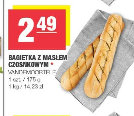 Bagietka z masłem czosnkowym VANDEMOORTELE promocja w SPAR