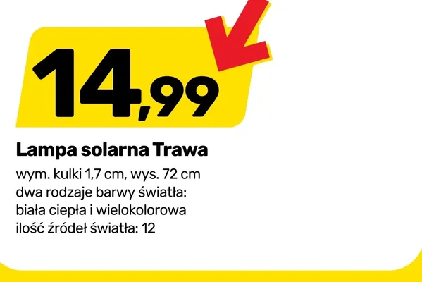Lampa solarna Trawa biała ciepła wym. kulki 1,7cm wys. 72cm ilość źródeł światła 12 promocja w Bricomarche
