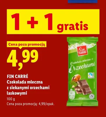 Czekolada mleczna z siekanymi orzechami laskowymi Fin Carré promocja w Lidl