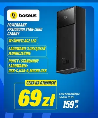 Powerbank Baseus PPXJ080101 Star-Lord czarny promocja w RTV EURO AGD