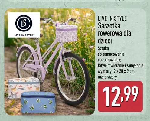 Saszetka rowerowa dla dzieci Live In Style promocja w Aldi