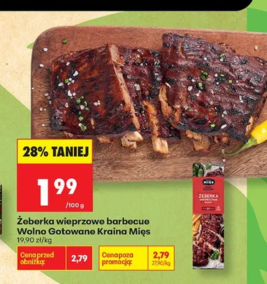 Żeberka wieprzowe barbecue Wolno Gotowane Kraina Mięs promocja w Biedronka