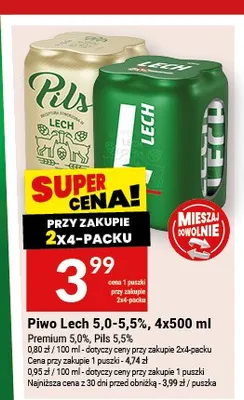 Piwo Lech Premium 5,0% 4-pak 500 ml promocja w Twój Market