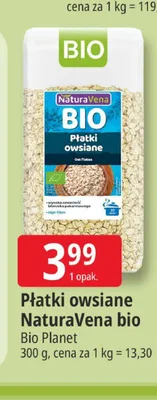 Płatki owsiane NaturaVena bio Bio Planet promocja w Leclerc