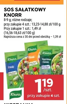 Sos sałatkowy Knorr promocja w Stokrotka