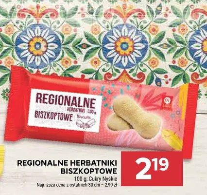Herbatniki biszkoptowe regionalne Cukry Nyskie promocja w Stokrotka