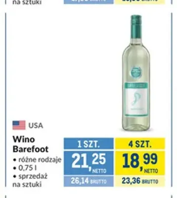 Wino Barefoot promocja w Makro