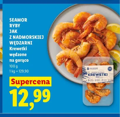 Krewetki wędzone na gorąco Seamor promocja w Lidl
