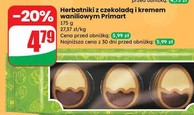 Herbatniki z czekoladą i kremem waniliowym promocja w Dino