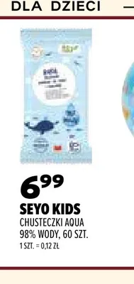 Chusteczki Aqua 98% wody Seyo Kids promocja w Drogerie Natura