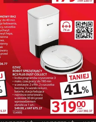 Robot sprzątający Ezviz RC3 Plus Dust Collect promocja w Selgros