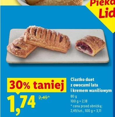 Ciastko duet z owocami lata i kremem waniliowym promocja w Lidl