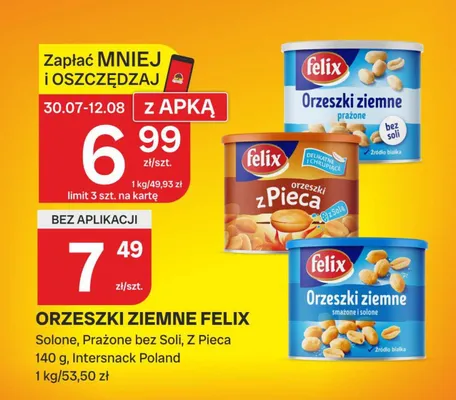 Orzeszki ziemne Felix prażone bez soli promocja w Chorten