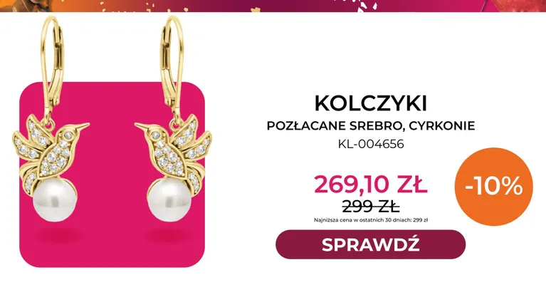 Kolczyki pozłacane srebro cyrkonie KL-004656 Briju promocja w Briju