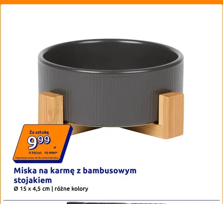 Miska na karmę z bambusowym stojakiem promocja w Action