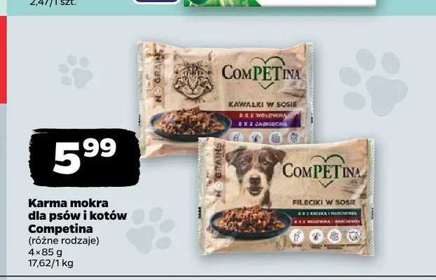 Karma mokra dla psów fileciki w sosie Competina promocja w Netto