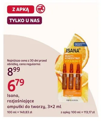 Rozjaśniające ampułki do twarzy Isana 3-pak 2ml promocja w Rossmann