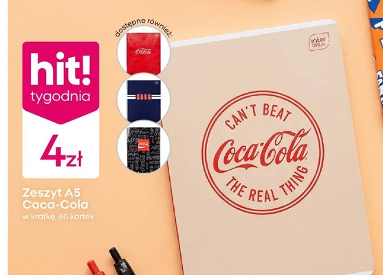Zeszyt A5 Coca-Cola w kratkę 60 kartek promocja w Pepco