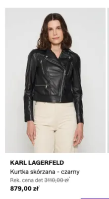 Kurtka skórzana Karl Lagerfeld czarna promocja w Lounge by Zalando