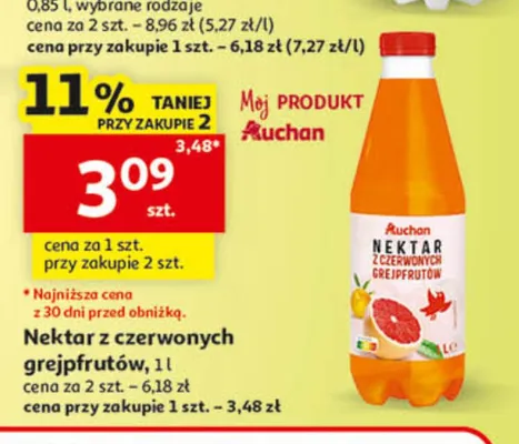 Nektar z czerwonych grejpfrutów Auchan promocja w Auchan