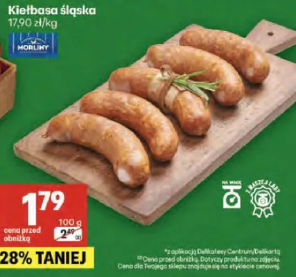 Kiełbasa śląska promocja w Delikatesy Centrum
