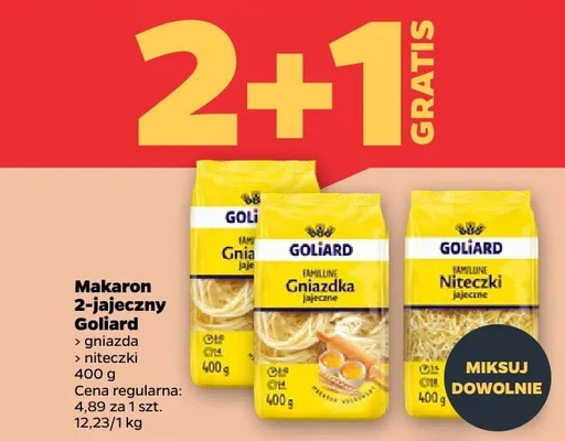 Makaron 2-jajeczny gniazda 2+1 GRATIS promocja w Netto