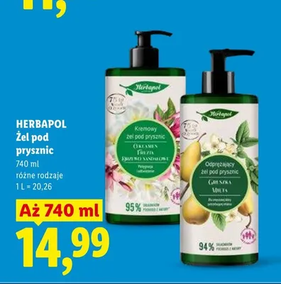 Żel pod prysznic Gruszka Mięta Herbapol promocja w Lidl
