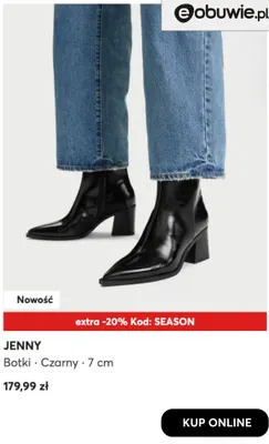 Botki czarne 7 cm Jenny promocja w eobuwie.pl