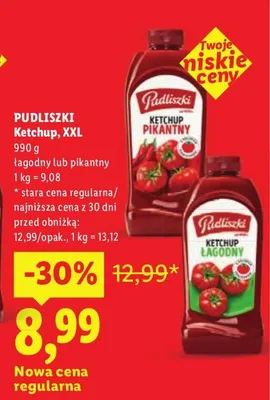Ketchup Pudliszki XXL łagodny promocja w Lidl