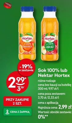 Sok 100% Pomarańcza Hortex promocja w Żabka