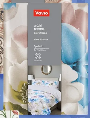 Pościel dwustronna bawełniana Vavio 220x200cm 2 poduszki 70x80cm promocja w POLOmarket