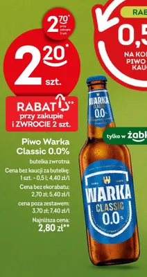 Piwo bezalkoholowe Warka Classic promocja w Żabka