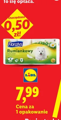 Papier toaletowy rumiankowy 3-warstwowy Floralys promocja w Lidl