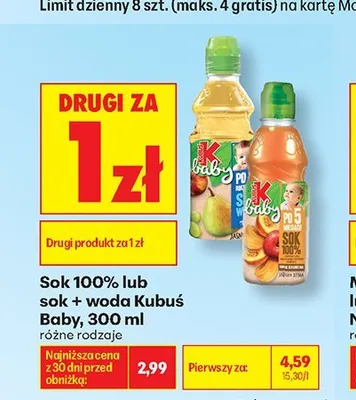 Sok Kubuś Baby jabłko promocja w Biedronka