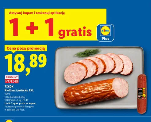 Kiełbasa żywiecka Pikok XXL promocja w Lidl
