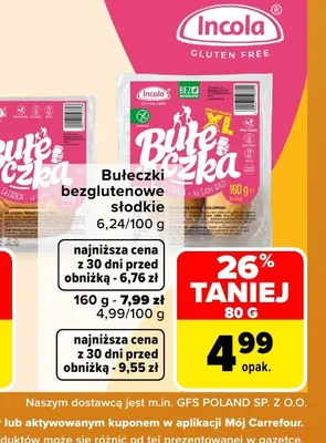 Bułeczki bezglutenowe słodkie Incola promocja w Carrefour Market