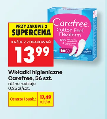 Wkładki higieniczne Carefree promocja w Biedronka