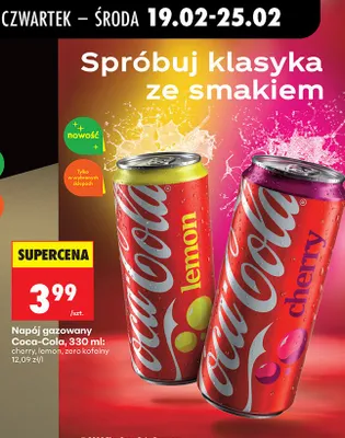 Napój gazowany Coca-Cola 330ml cherry, lemon, zero kofeiny promocja w Biedronka