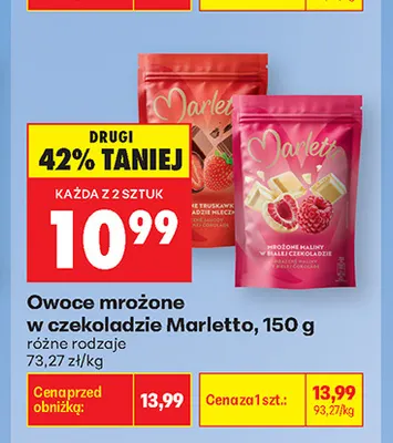 Owoce mrożone w czekoladzie Marletto maliny w białej promocja w Biedronka