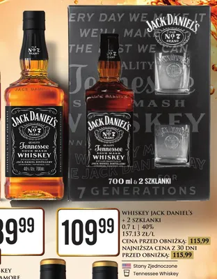 Whiskey Jack Daniel's + 2 szklanki promocja w Dino