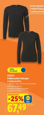 Podkoszulek funkcyjny z wełną merino Crivit promocja w Lidl