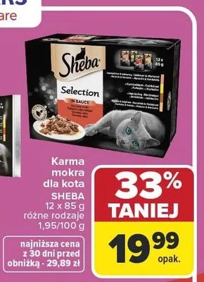 Karma mokra dla kota SHEBA 12 x 85 g różne rodzaje promocja w Carrefour