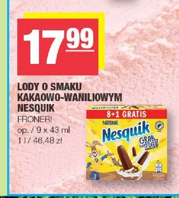 Lody o smaku kakaowo-waniliowym Nesquik 9-pak promocja w SPAR