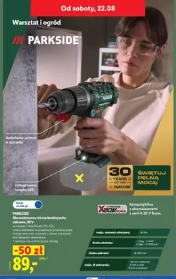 Akumulatorowa wiertarkowkrętarka udarowa Parkside promocja w Lidl
